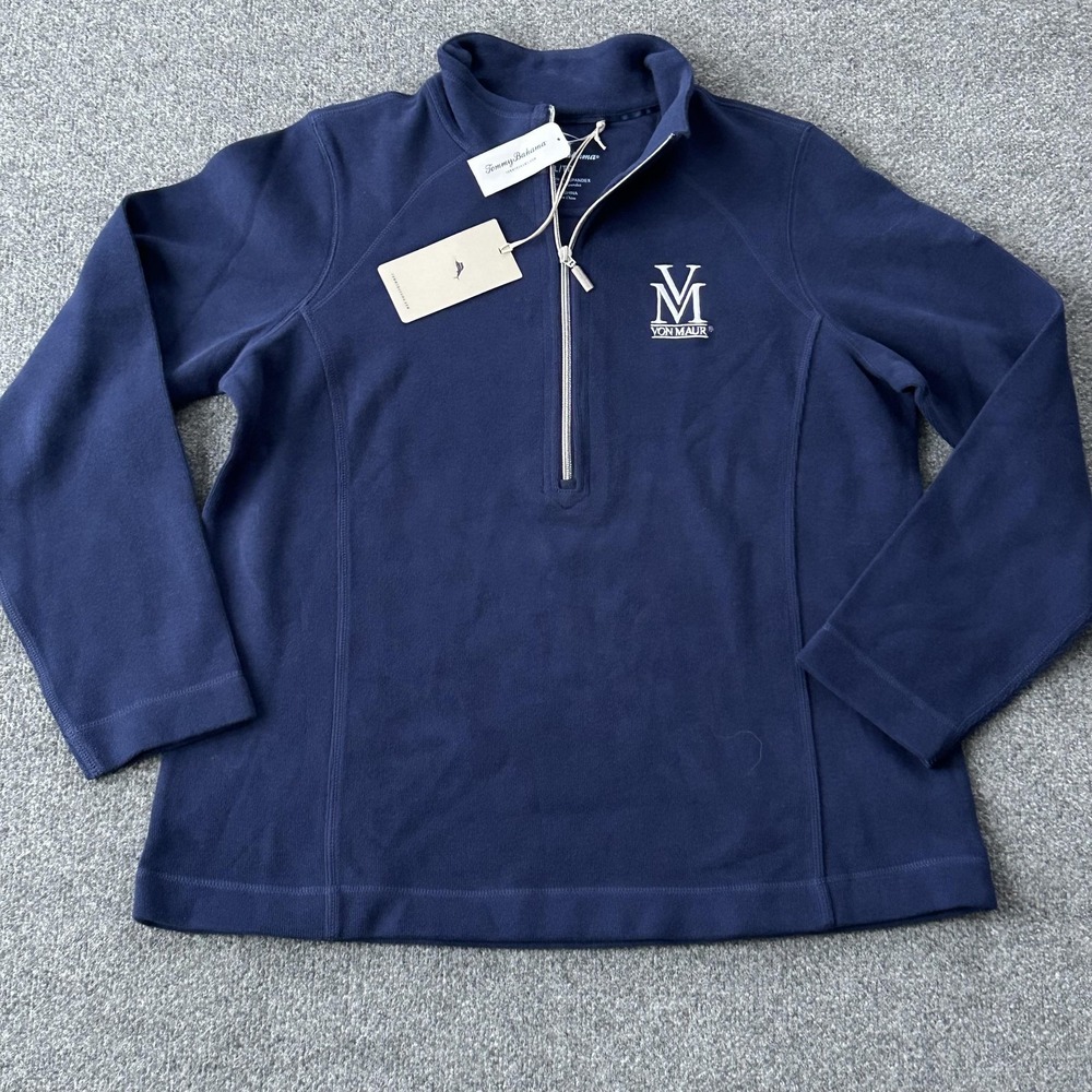 Tommy Bahama Sweatshirt Mens XL Navy Fleece Sport Aruba‎ Half Zip Von Maur Logo